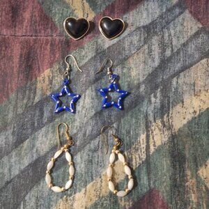 💖 Playful Earring Trio – Hearts, Pearls & Stars 💫